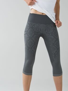 Lululemon In The Flow Crop II Leggings Heathered Dark Slate Size 4